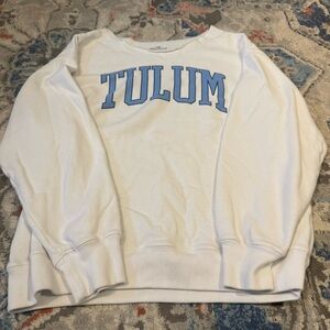 Hollister White Sweatshirt with Blue Print
